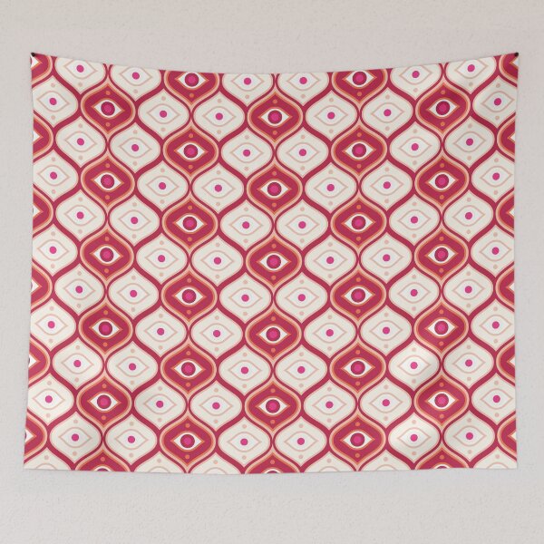 Item preview, Evil eye - vintage ogee pattern - peach, rust, cream designed and sold by Arubi-Art.
