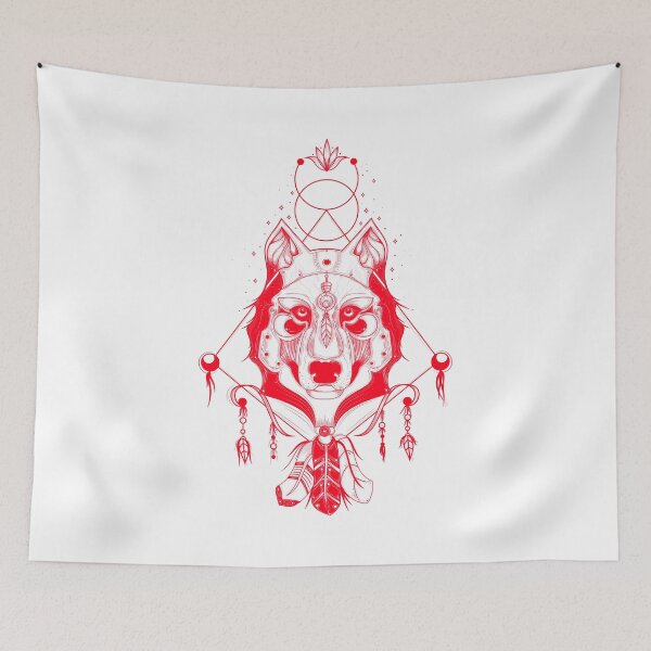 Item preview, wolf red trending design designed and sold by AI-Collections.