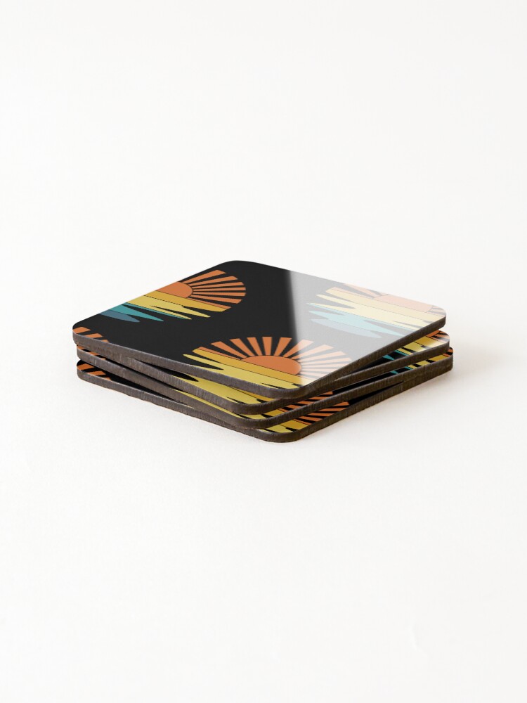 Thumbnail 4 of 5, Coasters (Set of 4), Retro Sunset Rays Pattern designed and sold by PBJArt.