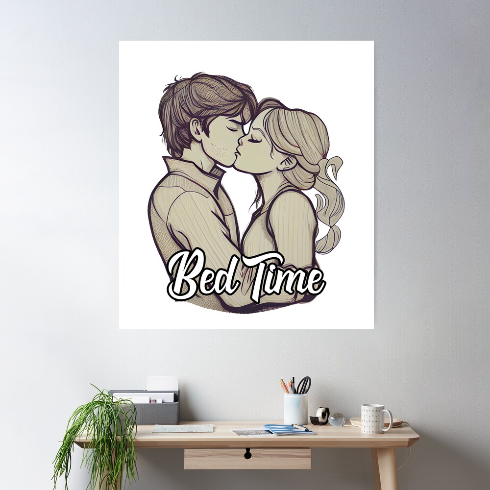 Couple Kiss Bed Time together