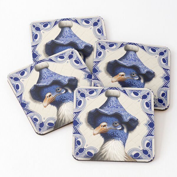 Item preview, Fancy hat ostrich in blue tile designed and sold by estrucida.