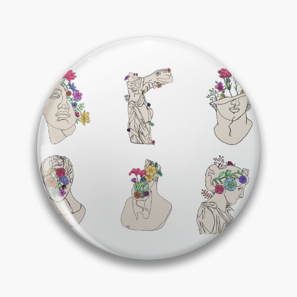 Item preview, Collection of Broken Greek Statues with Wild Flowers designed and sold by bookishthorns.