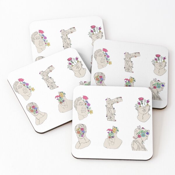 Item preview, Collection of Broken Greek Statues with Wild Flowers designed and sold by bookishthorns.