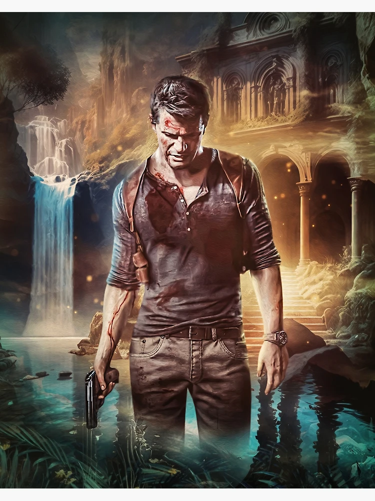Quadro Poster Gamer Uncharted 4 Nathan Drake Moldura A3