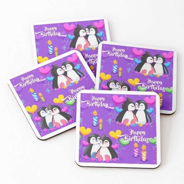 Item preview, Happy Birthday Kawaii Penguin Couple designed and sold by BlooRazzBlast.