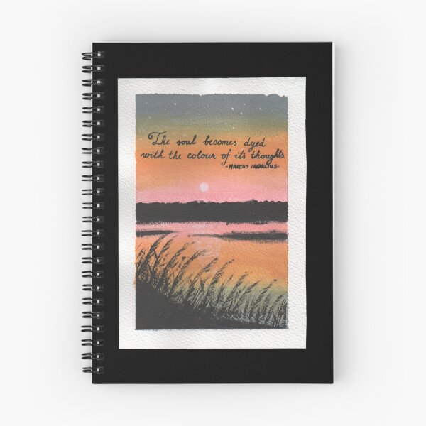 Item preview, Quote Card #11 - The soul becomes dyed with the colour of its thoughts. - Marcus Aurelius quote with sunset illustration designed and sold by WordsOf--Wisdom.