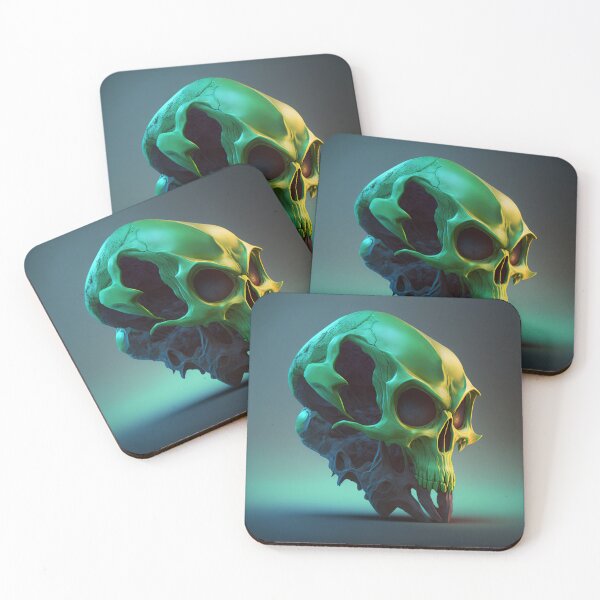 Item preview, Green Alien Skull, Poster designed and sold by SkullandKitten.