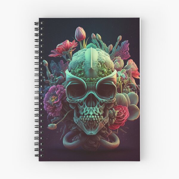 Item preview, Alien Skull with Flowers, Poster designed and sold by SkullandKitten.