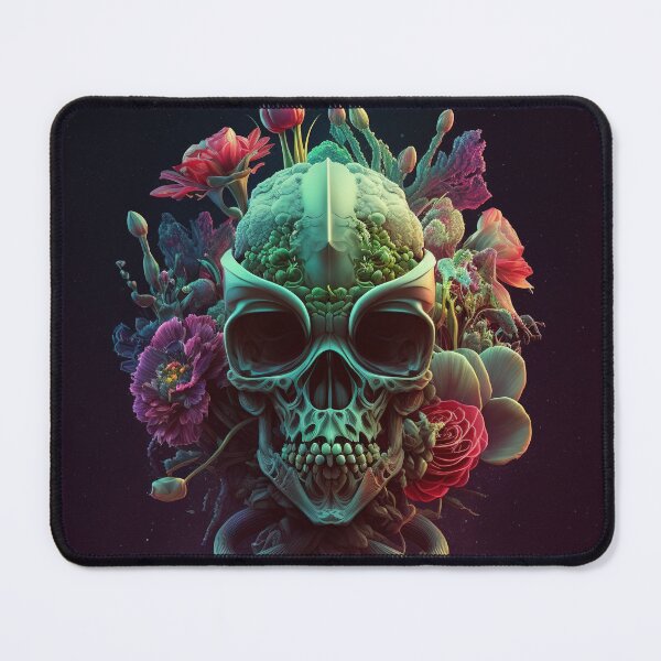 Item preview, Alien Skull with Flowers, Poster designed and sold by SkullandKitten.