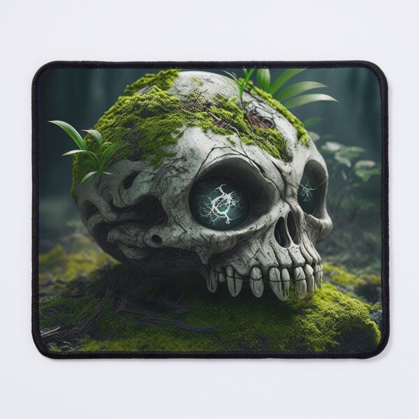 Item preview, Mossy Alien Skull, Poster designed and sold by SkullandKitten.