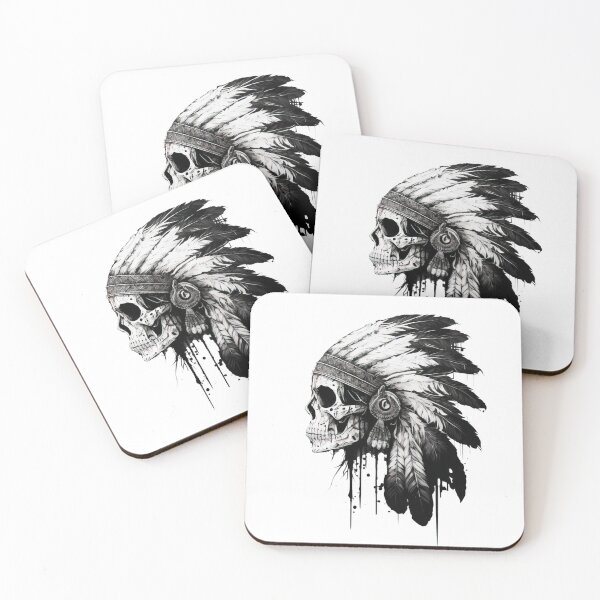 Item preview, Red Indian Skull Red Chief Apache Warrior Head designed and sold by CoyoteStudio.