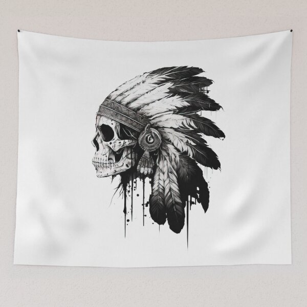 Item preview, Red Indian Skull Red Chief Apache Warrior Head designed and sold by CoyoteStudio.