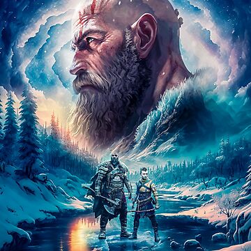Aperçu de l'œuvre Dieu de la guerre Ragnarök Kratos et Atreus de MarinaLexaArt