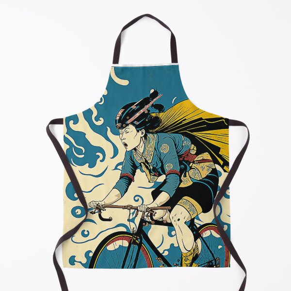 Item preview, Ukiyoe Cyclist: A Traditional Japanese Woodblock Print of a Cyclist Riding a Bicycle in the Ukiyoe Style. designed and sold by BotTastic.