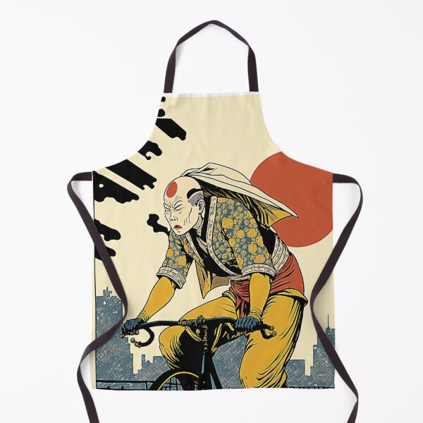 Item preview, Ukiyoe Cyclist: A Traditional Japanese Woodblock Print of a Cyclist Riding a Bicycle in the Ukiyoe Style. designed and sold by BotTastic.