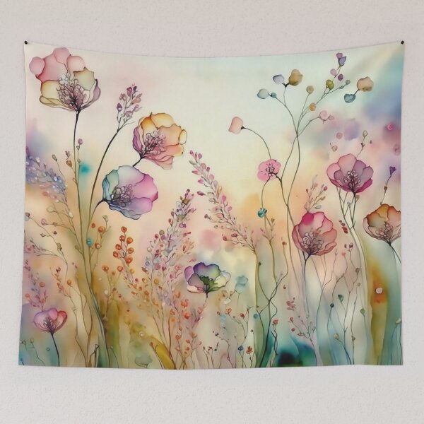 Item preview, Fantasy Abstract Alcohol Ink Painting, Magical Flower Meadow designed and sold by Orianah.
