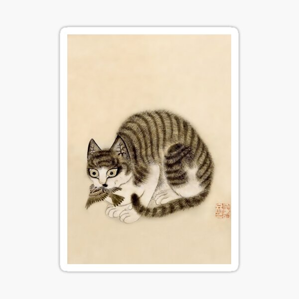 Item preview, “Cat With Bird” by Byeon Sang-byeok designed and sold by PatricianneK.