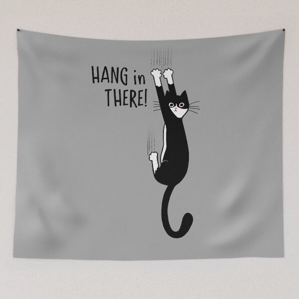 Item preview, Tuxedo Cat Hanging On Hang In There! Funny Cat Hanging On With Claws designed and sold by Jenn Inashvili.