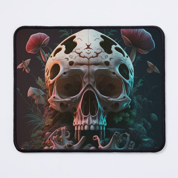 Item preview, Skull with Mushrooms, Poster designed and sold by SkullandKitten.