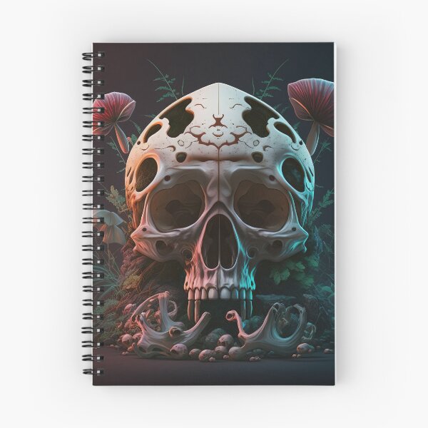 Item preview, Skull with Mushrooms, Poster designed and sold by SkullandKitten.