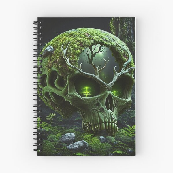 Item preview, Mossy green Alien Skull, Poster designed and sold by SkullandKitten.