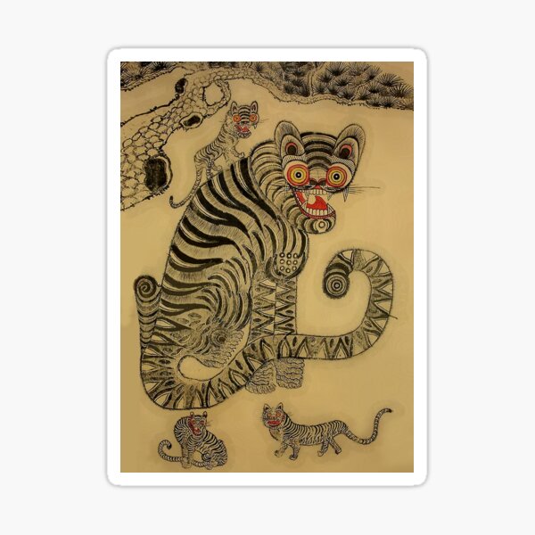 Item preview, Vintage Korean Tiger Minhwa Hanging Scroll designed and sold by PatricianneK.