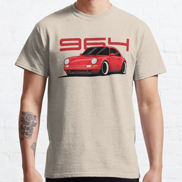 T-Shirt - Porsche 911 R - Red Stripes on White – RENNWERKSTATT