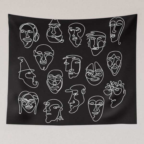 Item preview, Single Line Face Design - Black version designed and sold by Bicone.