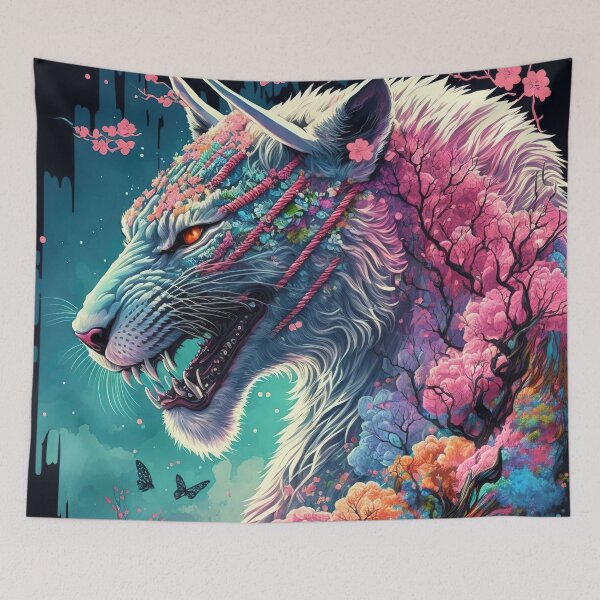 Item preview, Cherry blossom dragon tiger abstract artwork designed and sold by RK - Shop.