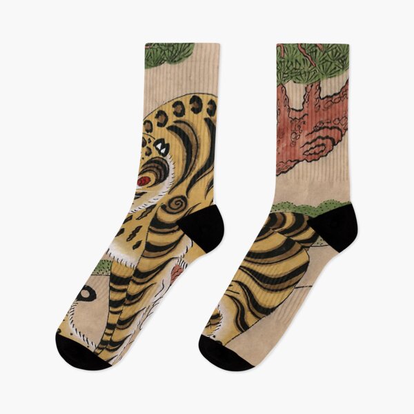 Item preview, Striped Korean Minhwa Tiger with Magpies designed and sold by PatricianneK.
