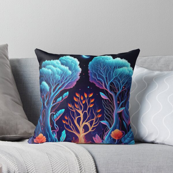 Item preview, Blue and orange neon forest illustration designed and sold by RK - Shop.