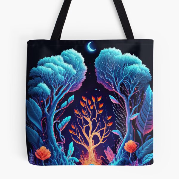 Item preview, Blue and orange neon forest illustration designed and sold by RK - Shop.
