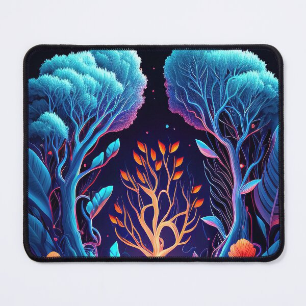 Item preview, Blue and orange neon forest illustration designed and sold by RK - Shop.