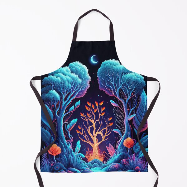 Item preview, Blue and orange neon forest illustration designed and sold by RK - Shop.