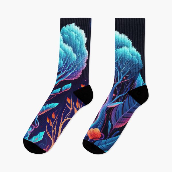 Item preview, Blue and orange neon forest illustration designed and sold by RK - Shop.