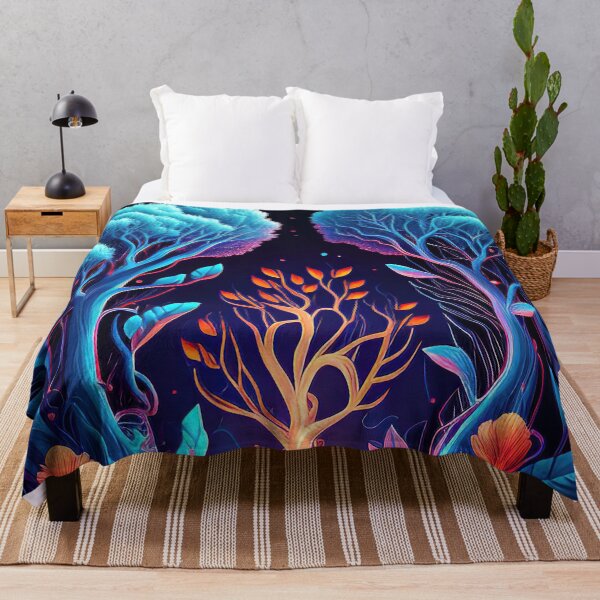 Item preview, Blue and orange neon forest illustration designed and sold by RK - Shop.