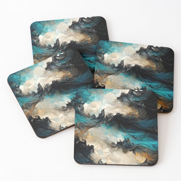 Item preview, Misty mountains made with gold, black and turquoise designed and sold by Michael Bollin.