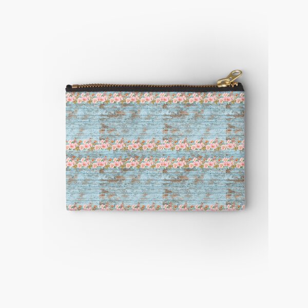 Item preview, Rustic Blue Woods Pink Flowers designed and sold by sunrisecactus.