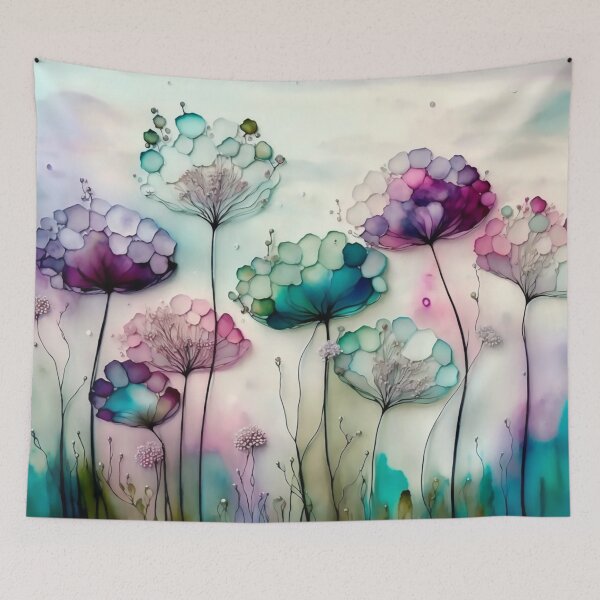 Item preview, Fantasy Abstract Alcohol Ink Painting, Magical Flower Meadow designed and sold by Orianah.