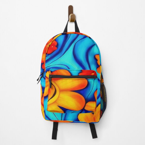 Item preview, Orange Pop Art Floral on Blue designed and sold by calibrit.