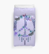 Funda nórdica Purple Watercolor Peace Symbol Floral Dreamcatcher