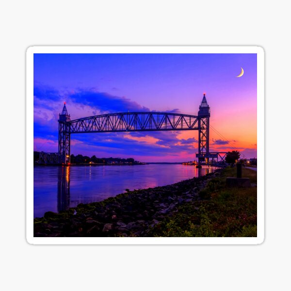 Magical Sunset at the Cape Cod Railroad Bridge Sticker