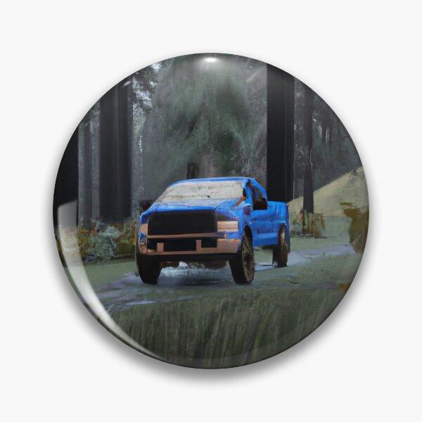 Item preview, Blue Ford F-250 pickup truck driving in forest digital painting designed and sold by Rosefurn.