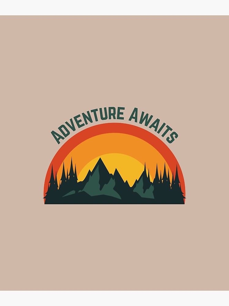 Discover Adventure Awaits Mountain Sun Premium Matte Vertical Poster