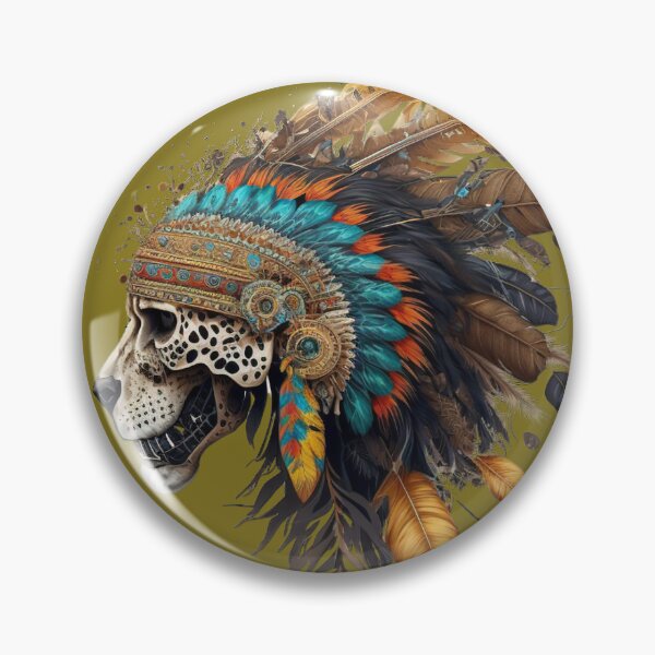 Item preview, Head of an Aztec Jaguar Warrior Skull Mexican Ancient Mythology designed and sold by CoyoteStudio.