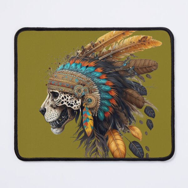Item preview, Head of an Aztec Jaguar Warrior Skull Mexican Ancient Mythology designed and sold by CoyoteStudio.