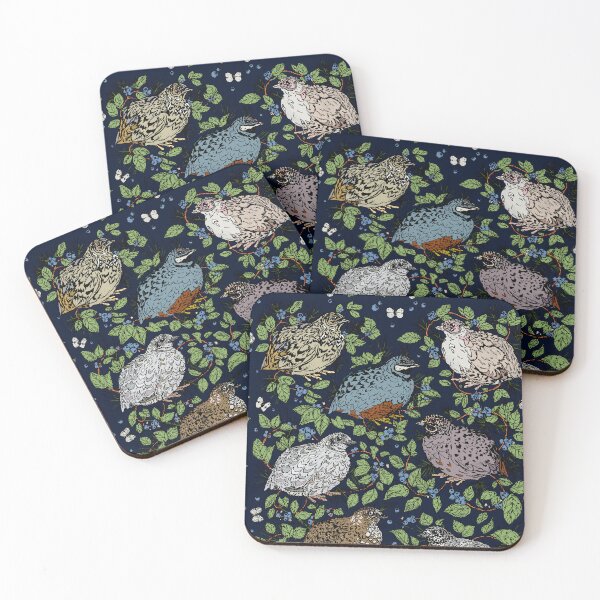 Item preview, Quail, Blueberries, and Brambles Night Pattern designed and sold by Quail and Friends.