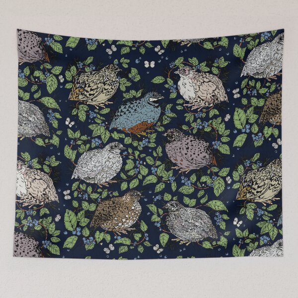 Item preview, Quail, Blueberries, and Brambles Night Pattern designed and sold by Quail and Friends.