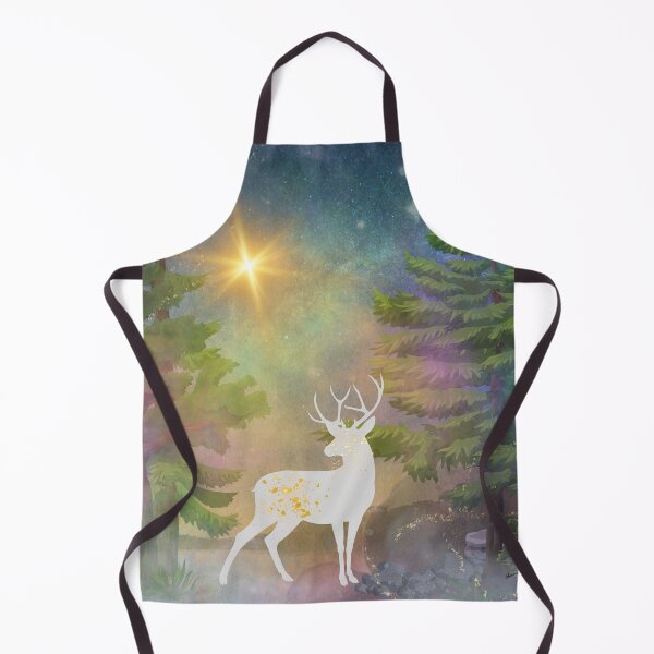 Item preview, Speckled with Gold: The Legendary White Stag in a Hazy Magical Forest designed and sold by DelanyDesigns.