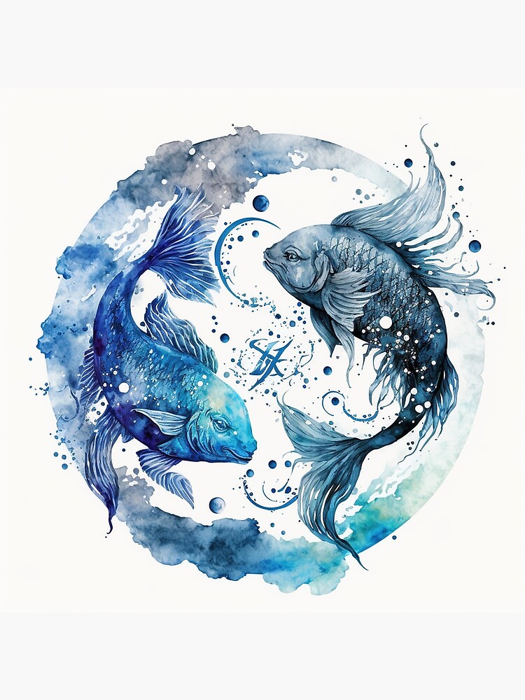 Pisces Zodiac-Sign Inspired store watercolor painting